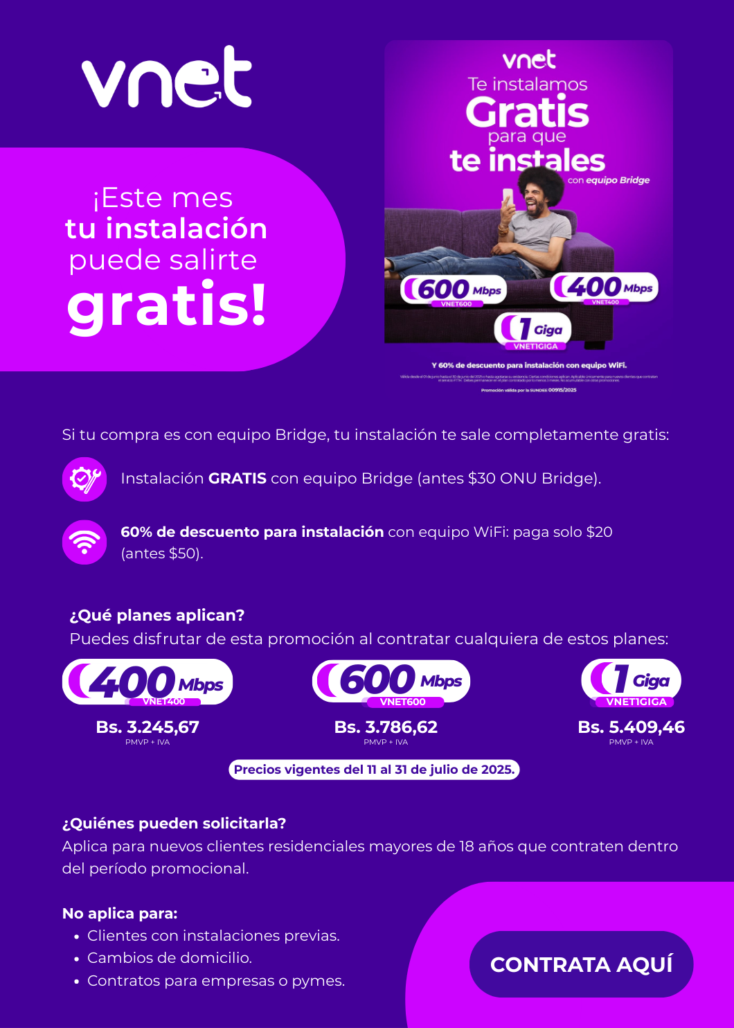 Te instalamos para que te instales promo julio 2